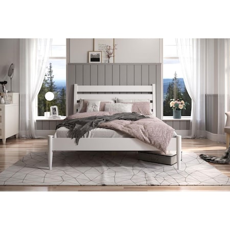 Ecoflex Furniture Mid-Century Modern Platform Bed, - Queen Size - White Finish MD1203